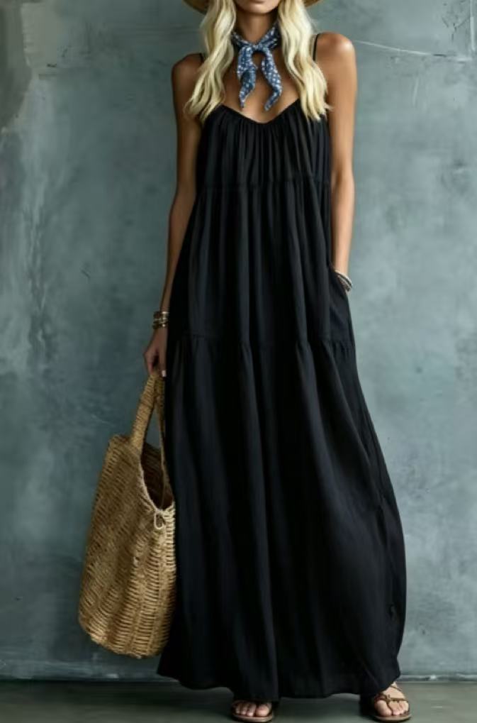 Vintage Bohemian Style Loose Vacation Blended Dress