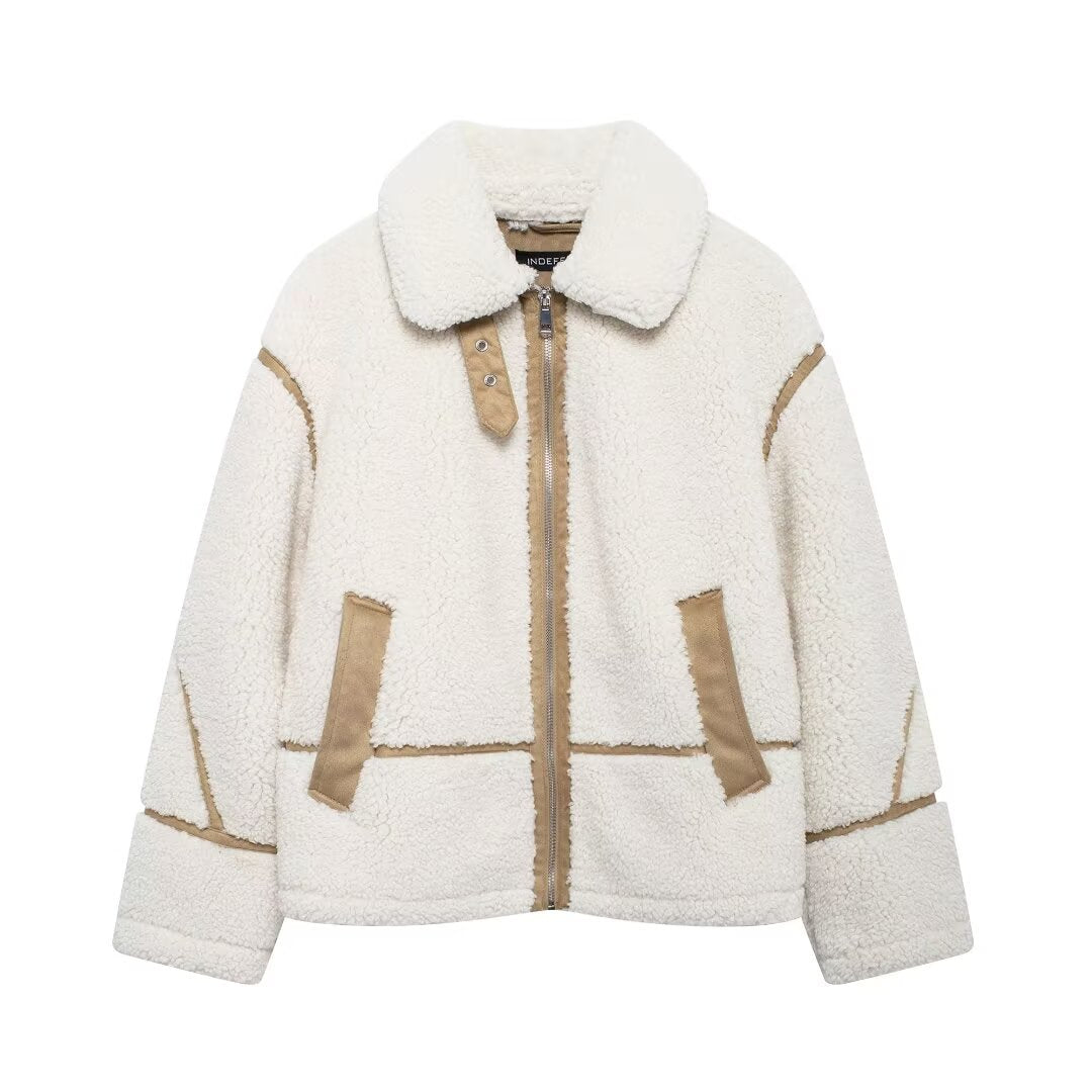 Women's Fur Integrated Lamb Effect For Jackets