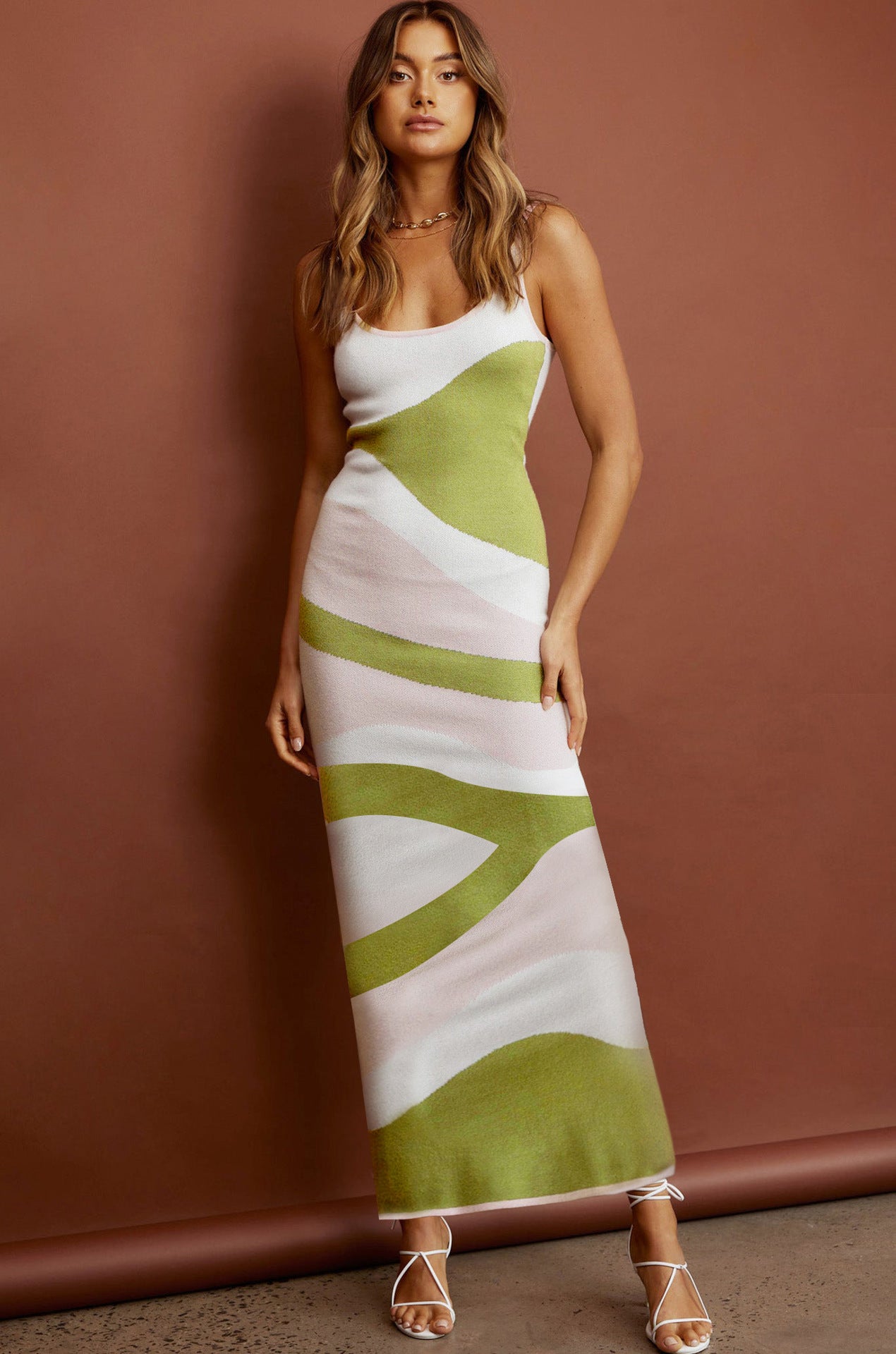 Women's Winter Fashion Sexy Style Printed Figure Flattering Long Dress