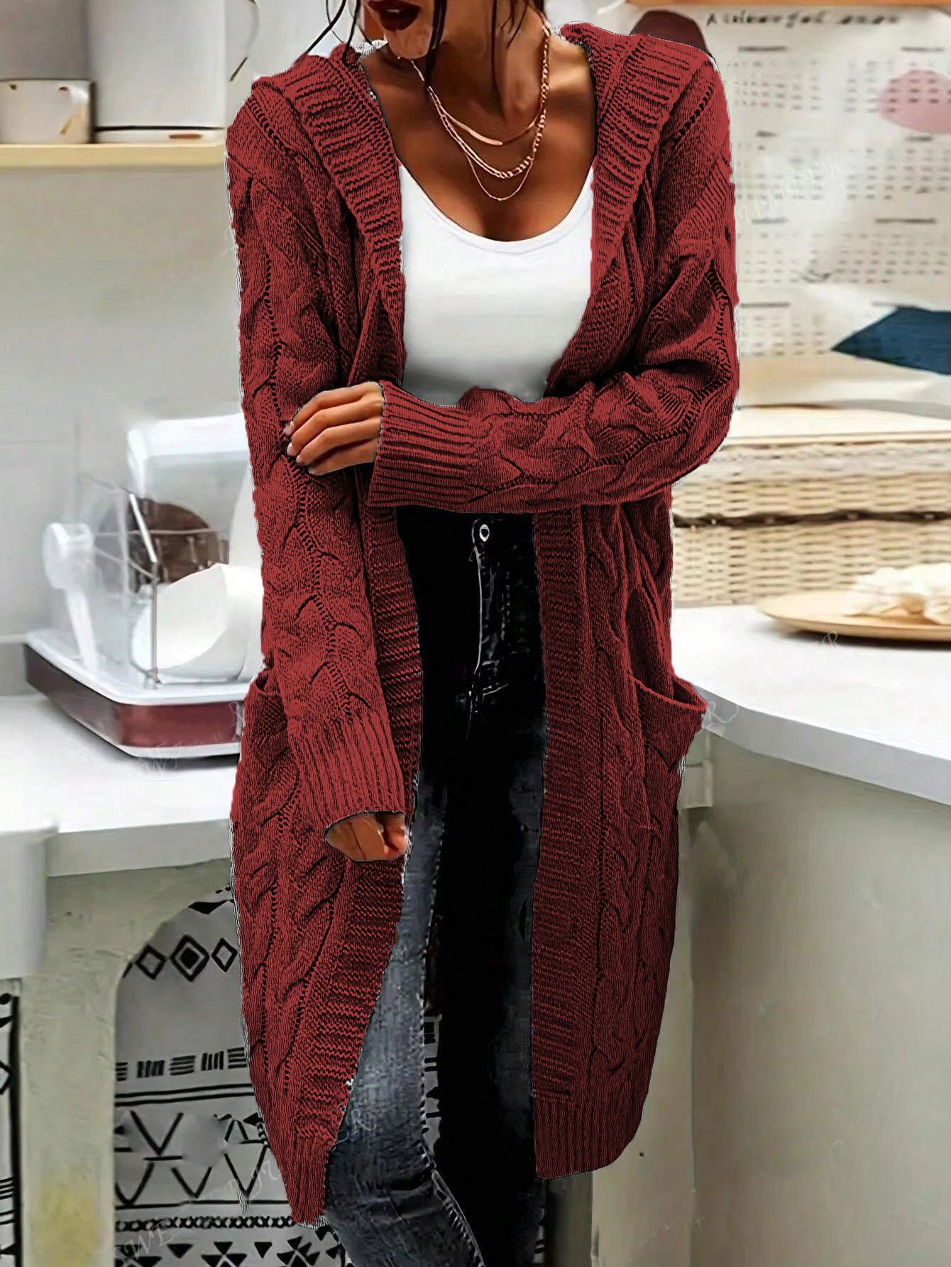 Durable Popular Women's Hooded Twist Pocket Women's Sweater
