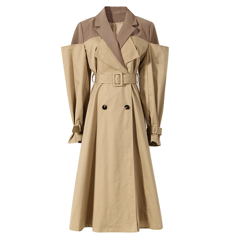 Women's Pieces Collar Trench Mid-length Autumn Design Sense Coats