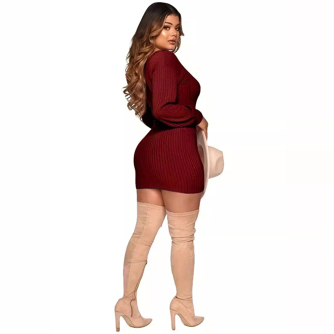Women's Sexy Solid Color Drawstring Shoulder Long Dress