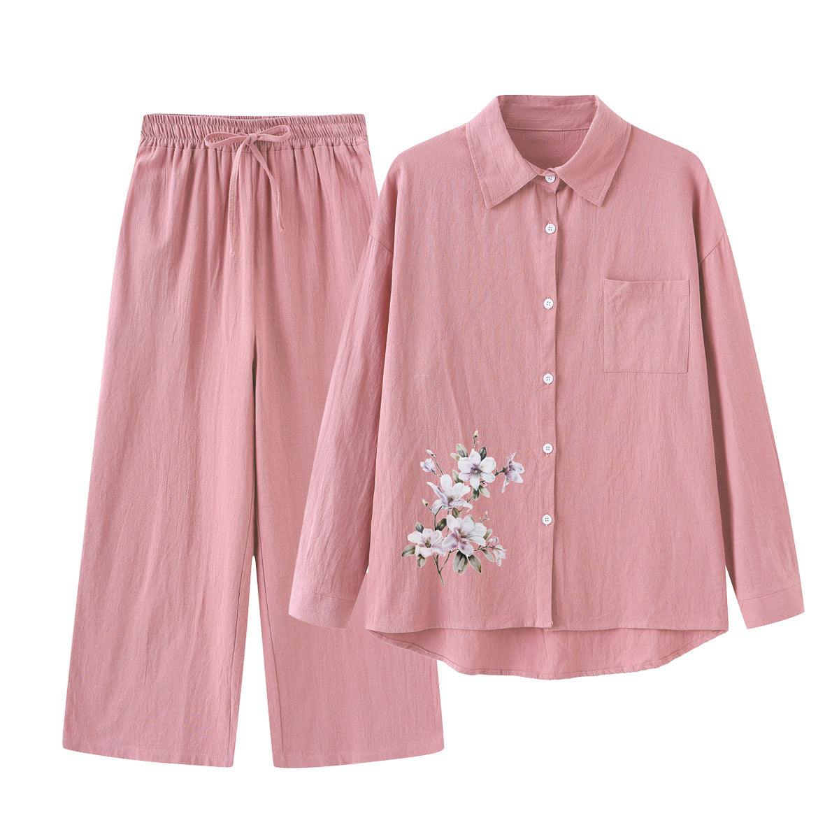 Women's 2 Piece Set Cotton Linen Shirt Pants