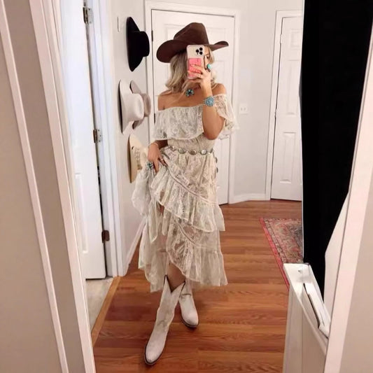 Women's Lace Dress White Beach Tube Sexy Dresses