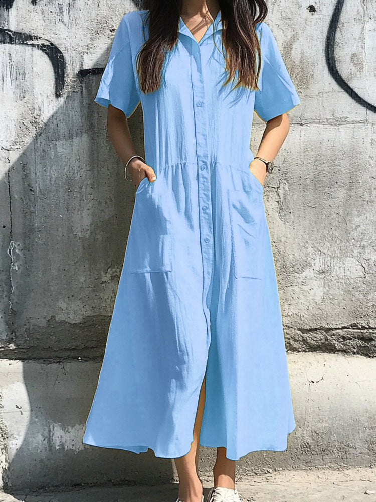 Beautiful Women's Button Casual Pocket Sleeve Shorts
