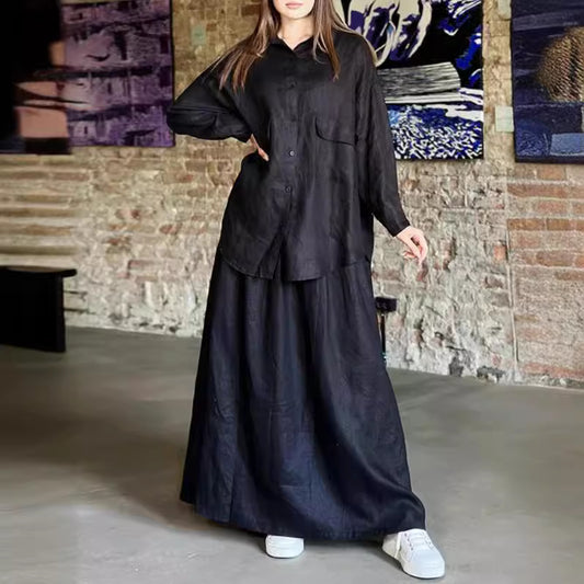 Women's Autumn Retro Lapels Long Sleeve Shirt Suits