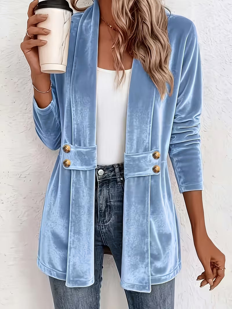 Women's Double-breasted Decorative Gold Veet Idle Style Versatile Women's Sweater