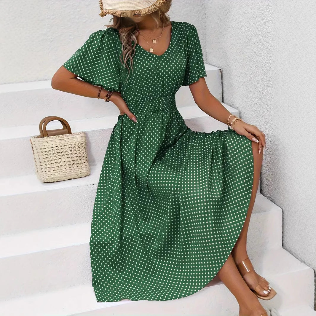 Quick Polka Dot Pullover Leisure Dress Dresses