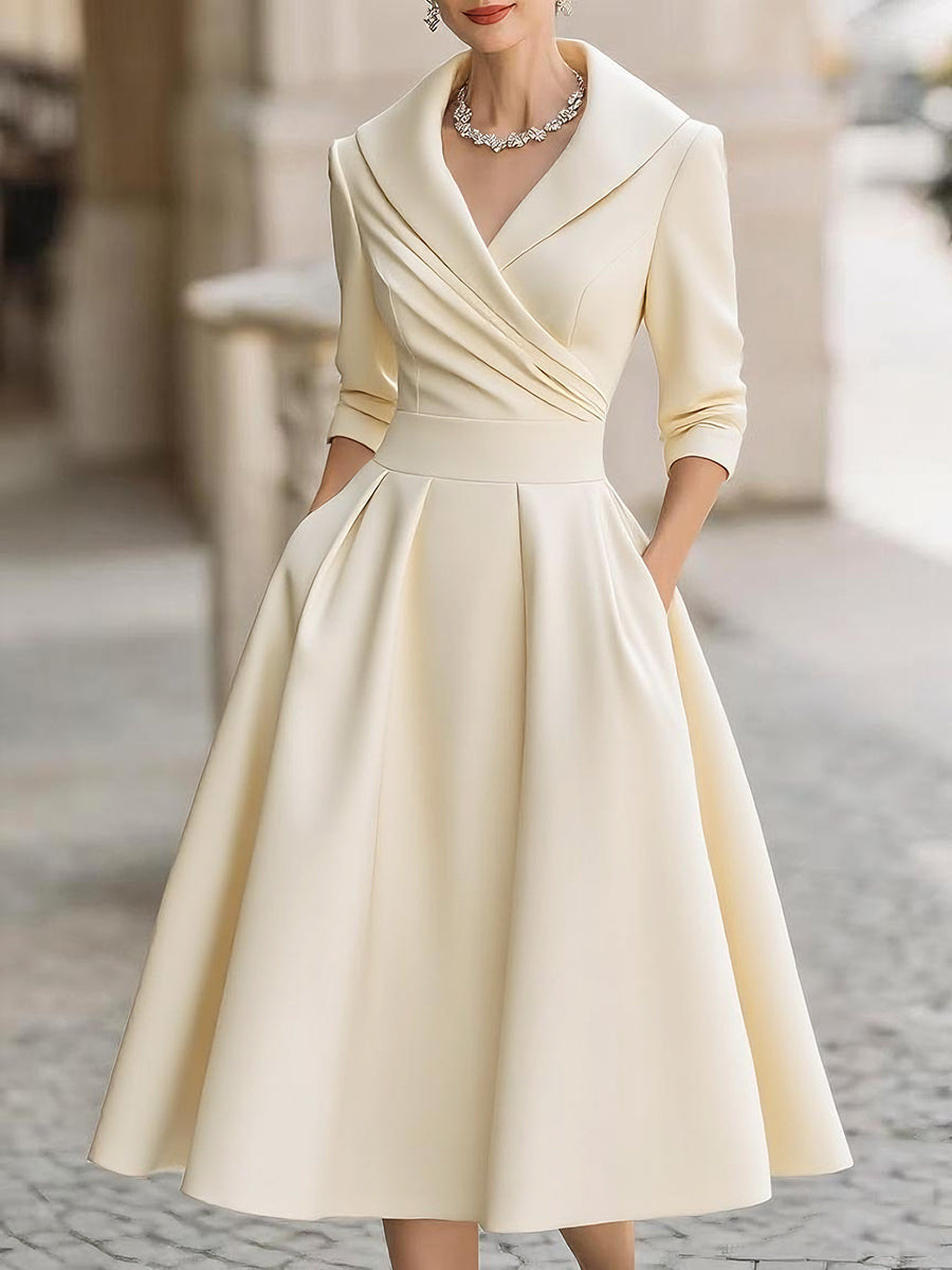 Women's Graceful Satin Waist Slimming Elegant Long Dress