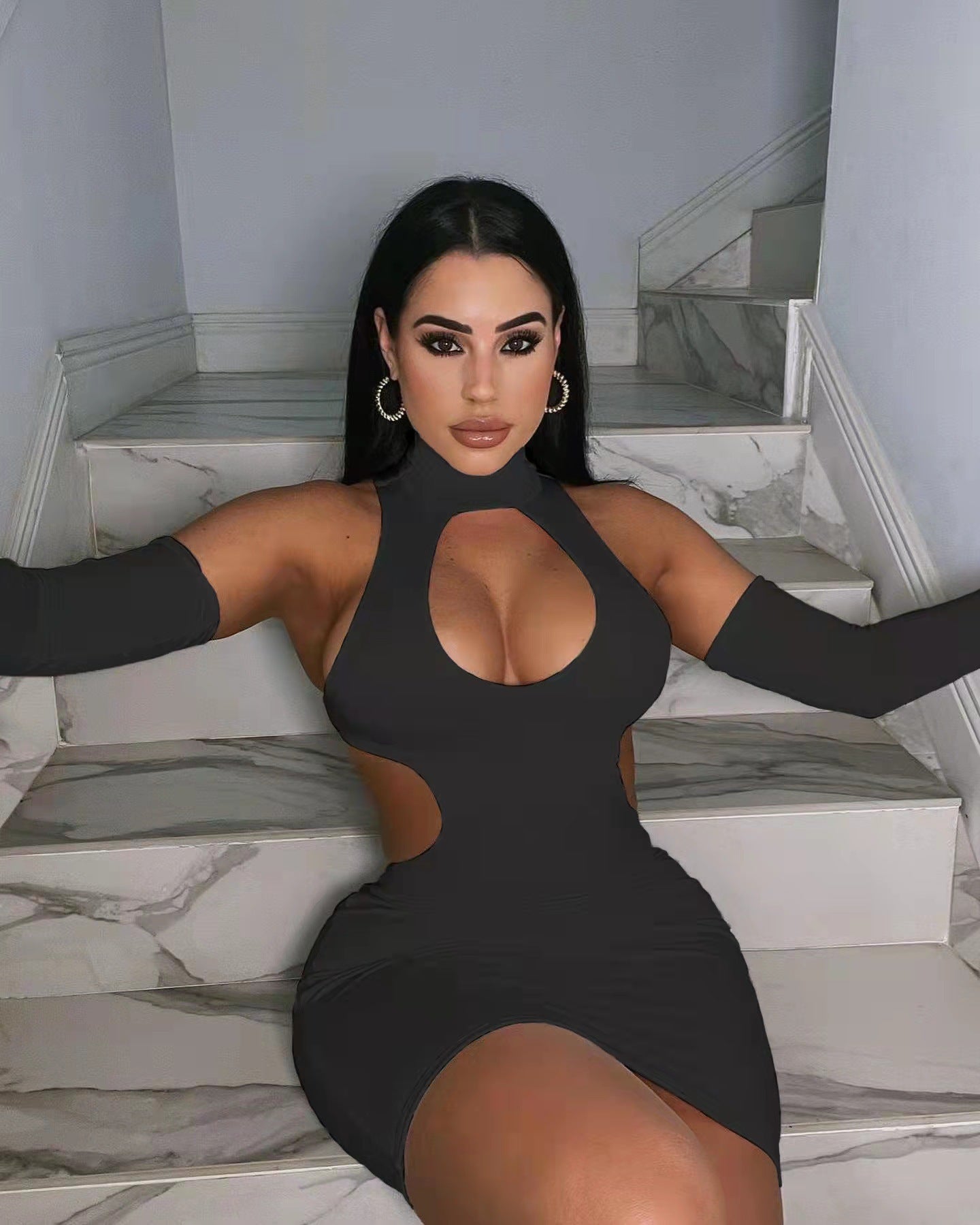 Backless Sexy Double Sleeve Slim Fit Dress