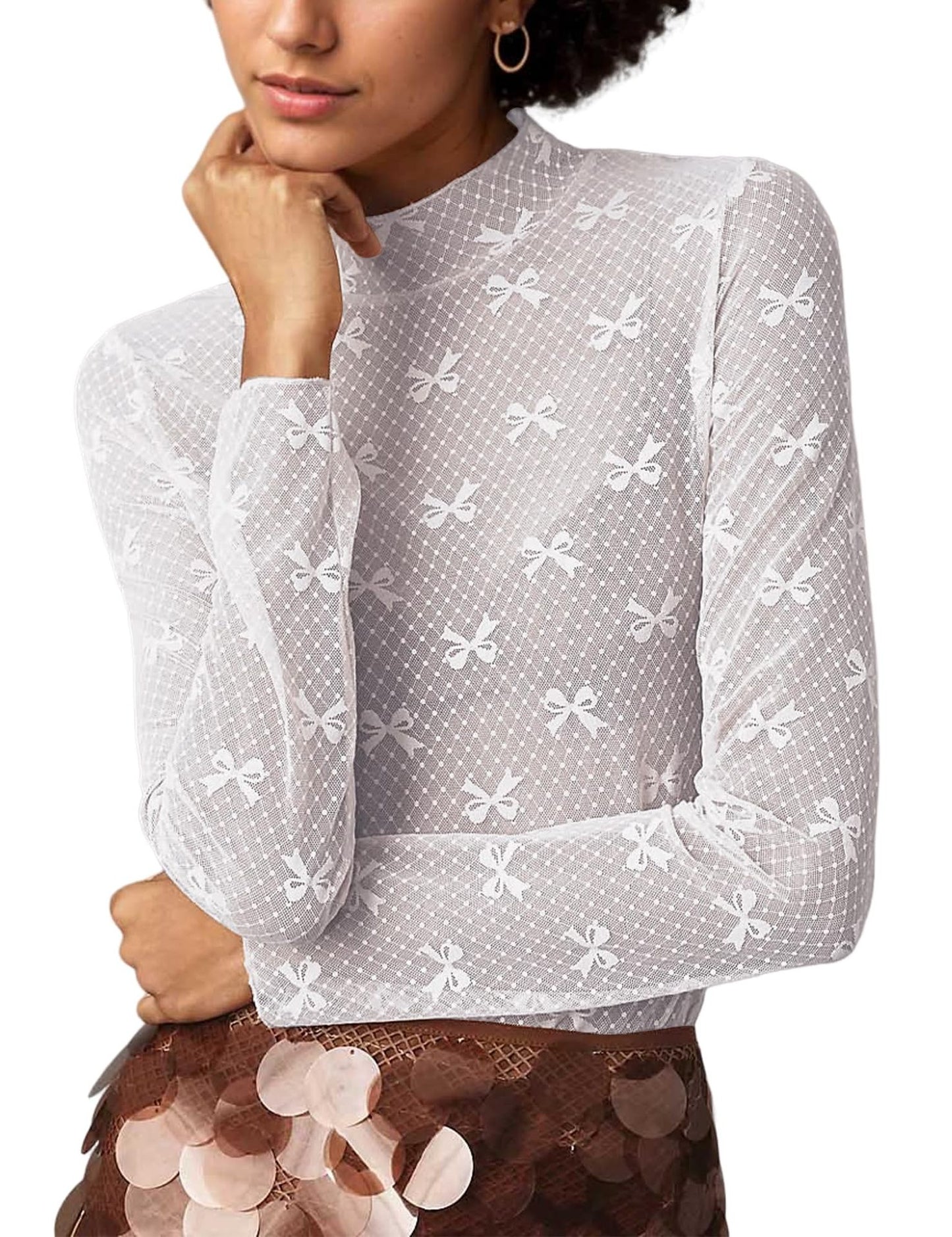 Lace Mesh Bottoming Shirt Sexy Hot Blouses