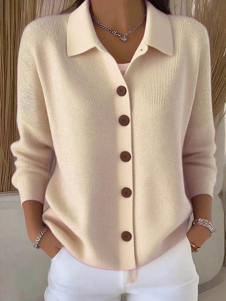 Women's Knitted Button Solid Color Casual Fashion Sweater