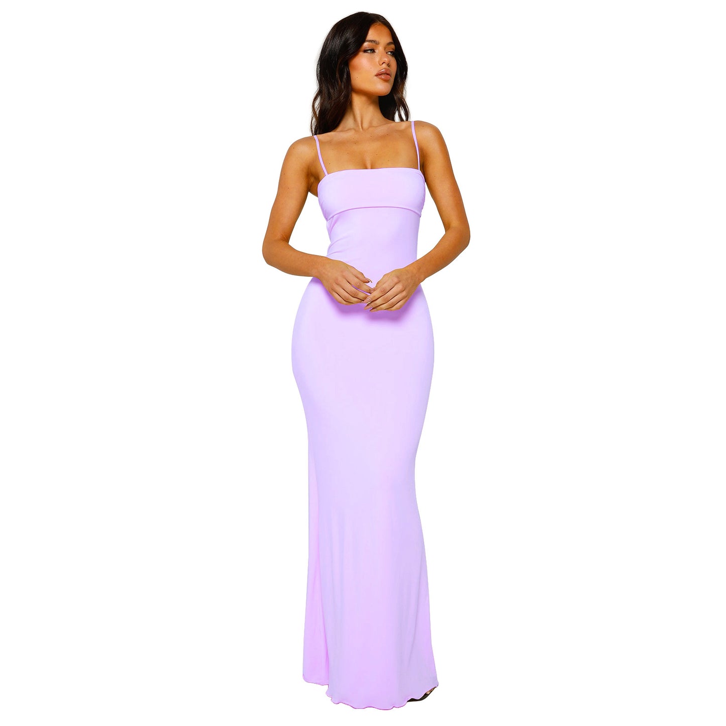 Women's Sexy Slim Fit Backless Strap Solid Color Dress