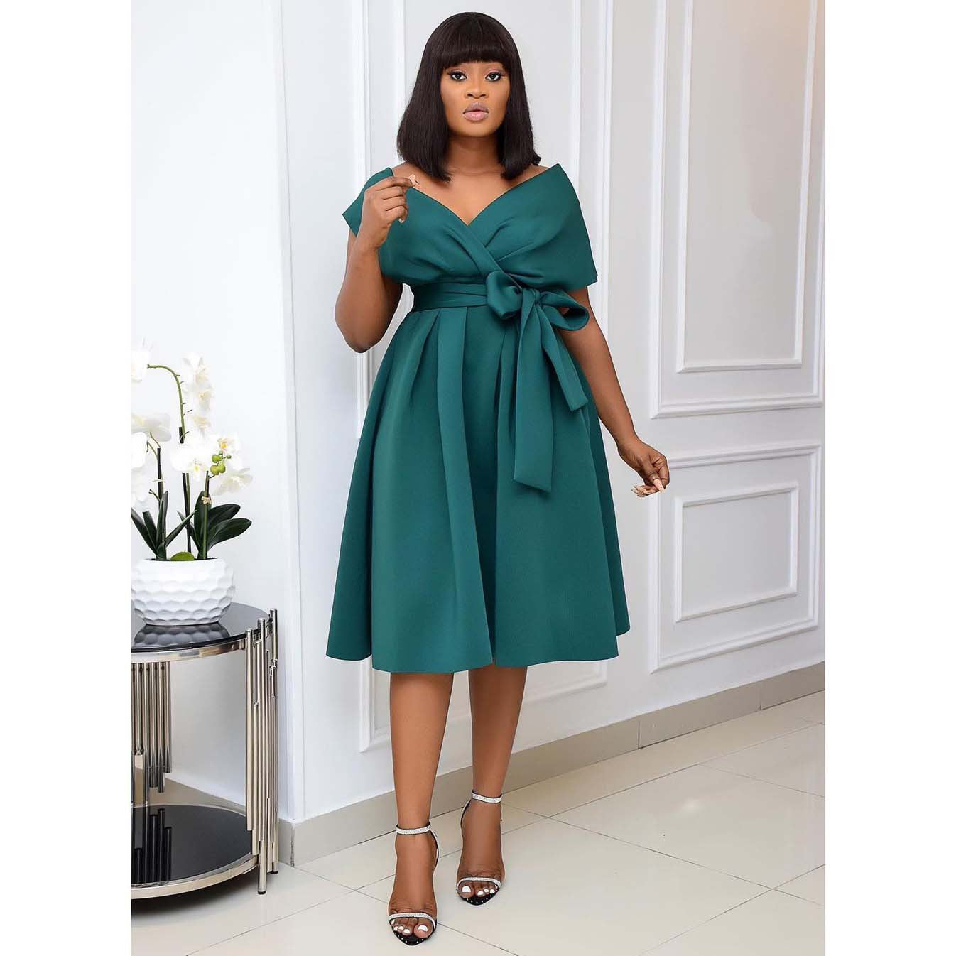 Women's Fashion Solid Color Large Swing Dress Dresses