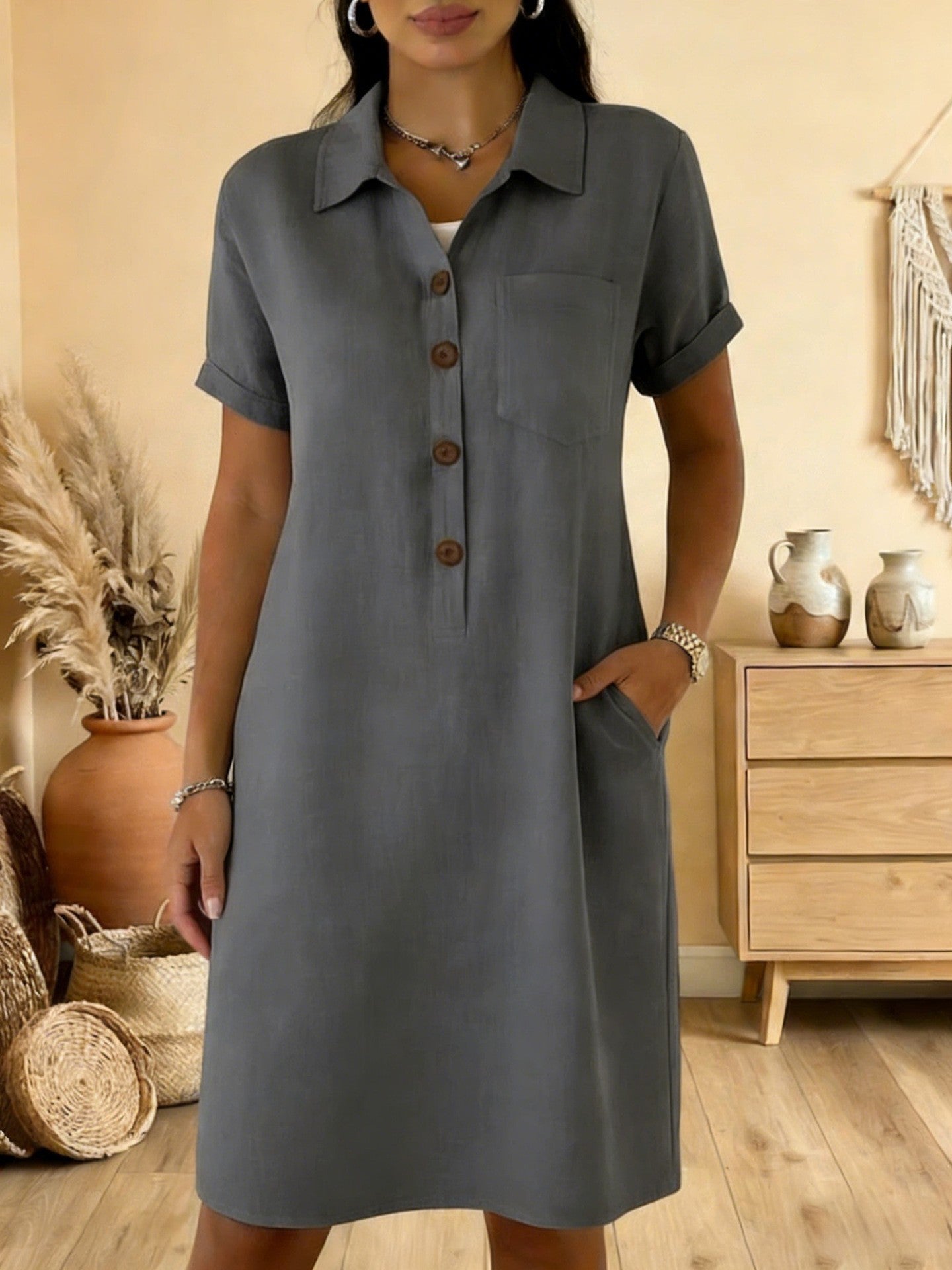 Women's Summer Comfort Casual Pocket Cotton Dress