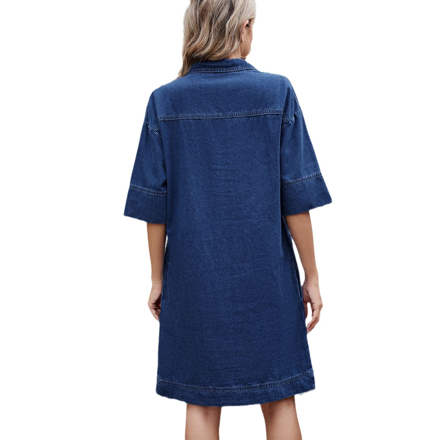 Beautiful Women's Washed Loose Short-sleeved Midi Dress