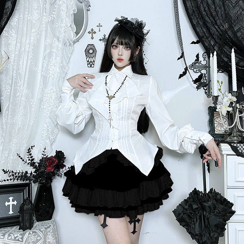 Subculture Gothic Style Lantern Sleeve Shirt Blouses