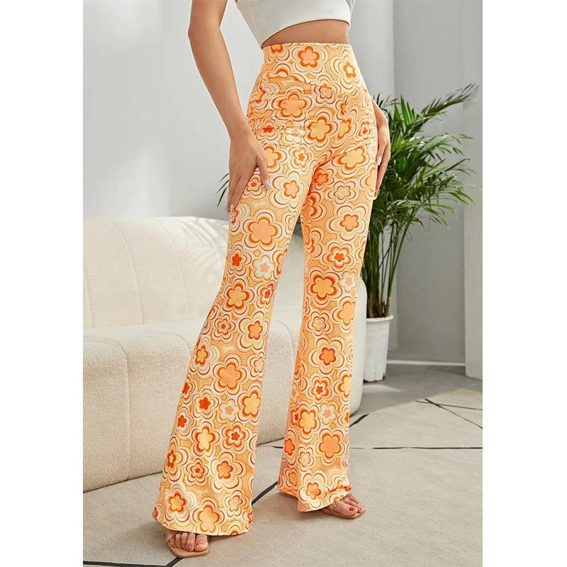 Daily Date Printing Home Casual Bell-bottom Pants