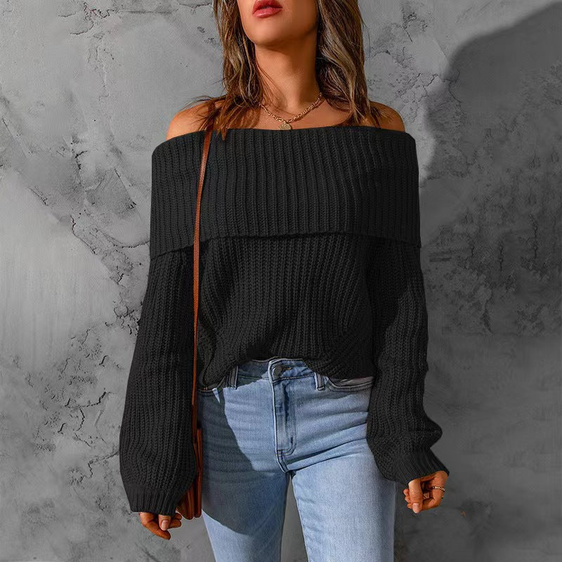 Women's Winter Solid Color Loose-fitting Elegant Temperament Sweater