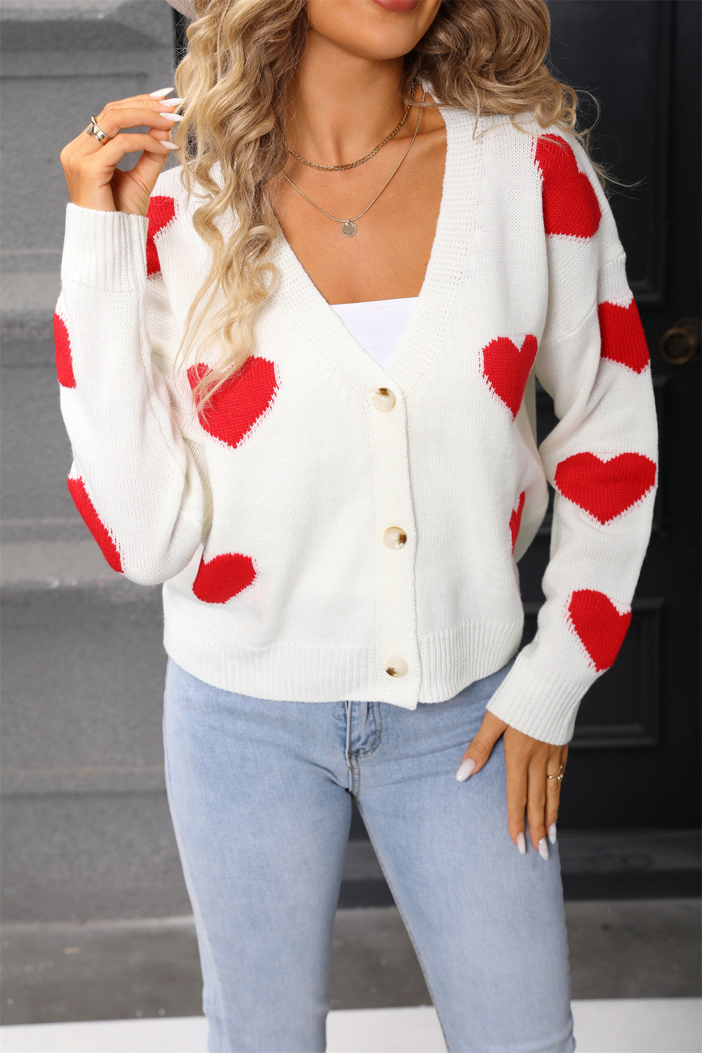 Women's Love Long-sleeved Knitted Valentine's Day Versatile Tops