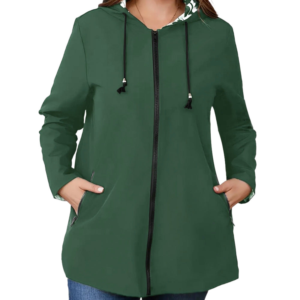 Women's Windcheater Zip Hooded Lightweight Outdoor Windproof Coats