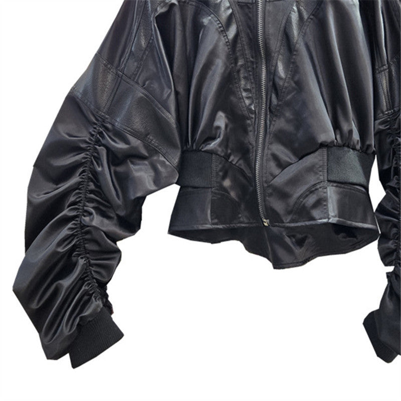 Niche Hot Autumn Sweet Cool Leather Stitching Coats