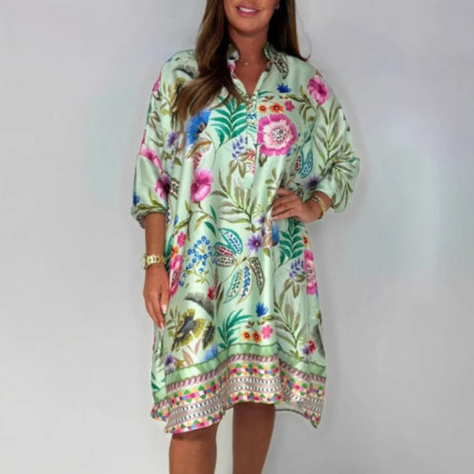 Women's Versatile Fashion Multicolor Printing Dress Dresses