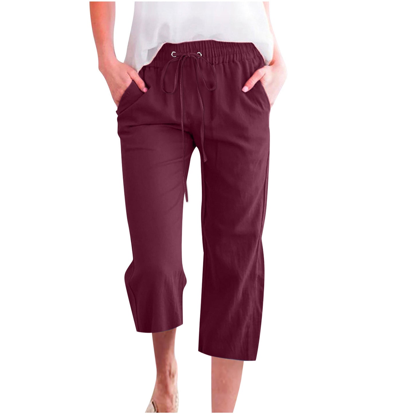 Women's Cotton Linen Casual Loose Straight Pocket Pants