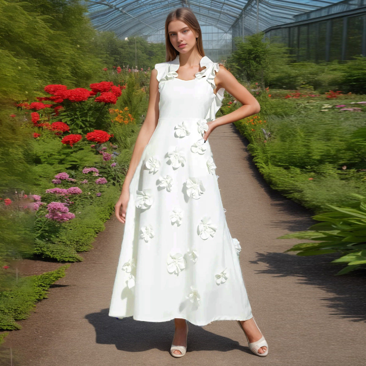 Women's Dress Summer High-grade Stitching Flower Strap Dresses