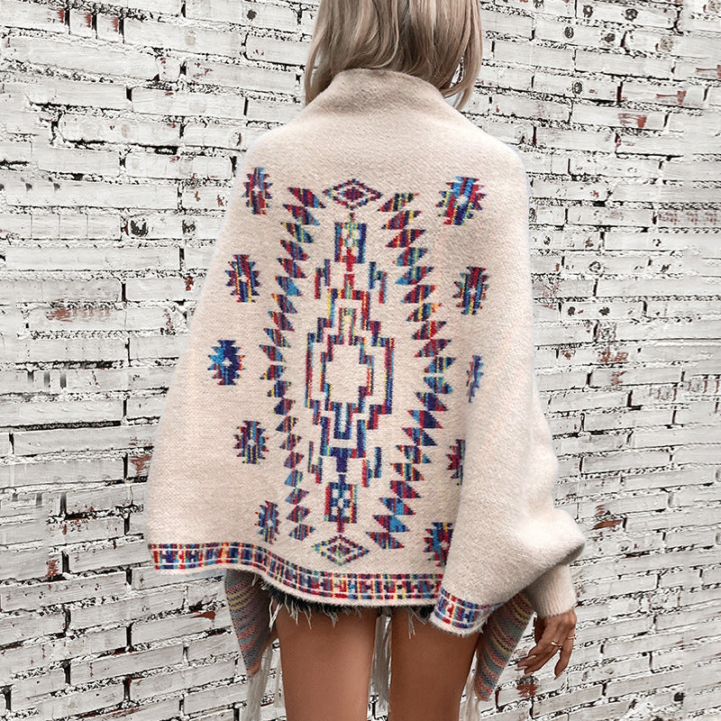 Women's Aztec Pop Geometric Jacquard Ethnic Style Tassel Women's Sweater