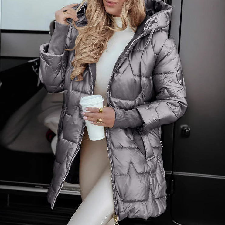 Beautiful Winter Hooded Cotton Triple Zipper Coats