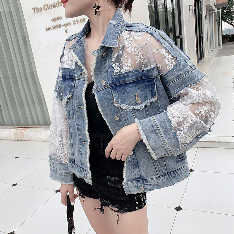 Women's Loose Sun Protection Mesh Embroidered Lace Coats