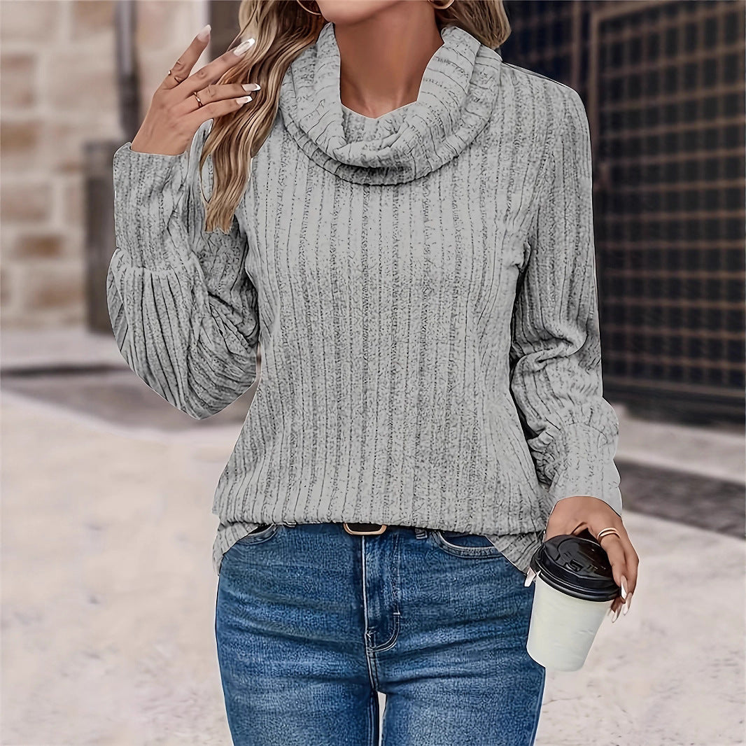 Women's Casual Solid Color Turtleneck Long Upper Outer Women's Sweater