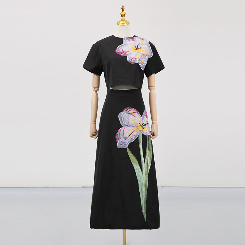 Women's Summer Retro Slim Fit Slimming Beautiful Flower Suits
