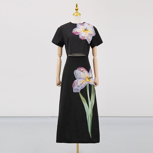 Women's Summer Retro Slim Fit Slimming Beautiful Flower Suits