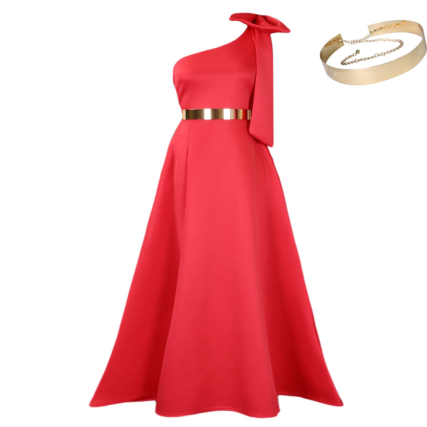 Oblique Shoulder Bow Banquet Formal Long Dress