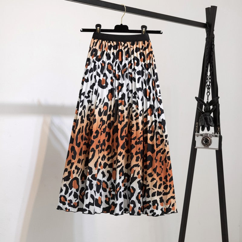 Women's Fashion Half Printed Cartoon Pleated Skirts