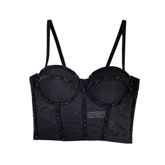 Beaded Mesh Bra Outer Wear Body Shaping Tops