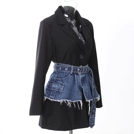 Spring Two-piece Denim Waist Seal Slimming Suits