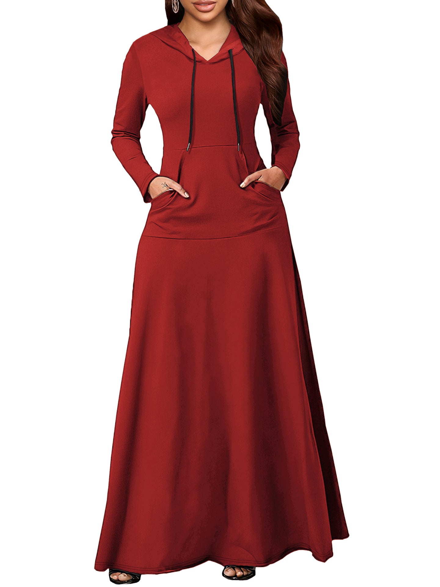 Women's Sexy Solid Color Long Hooded Dress Dresses