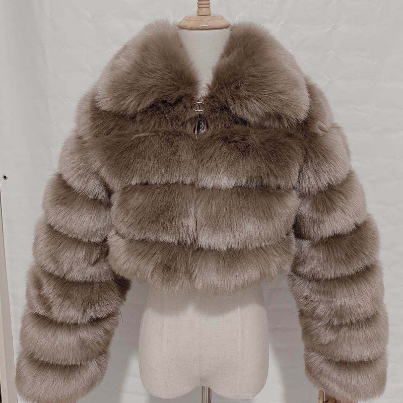 Women's Fur Lapels Imitation Fox Long Sleeve Coats