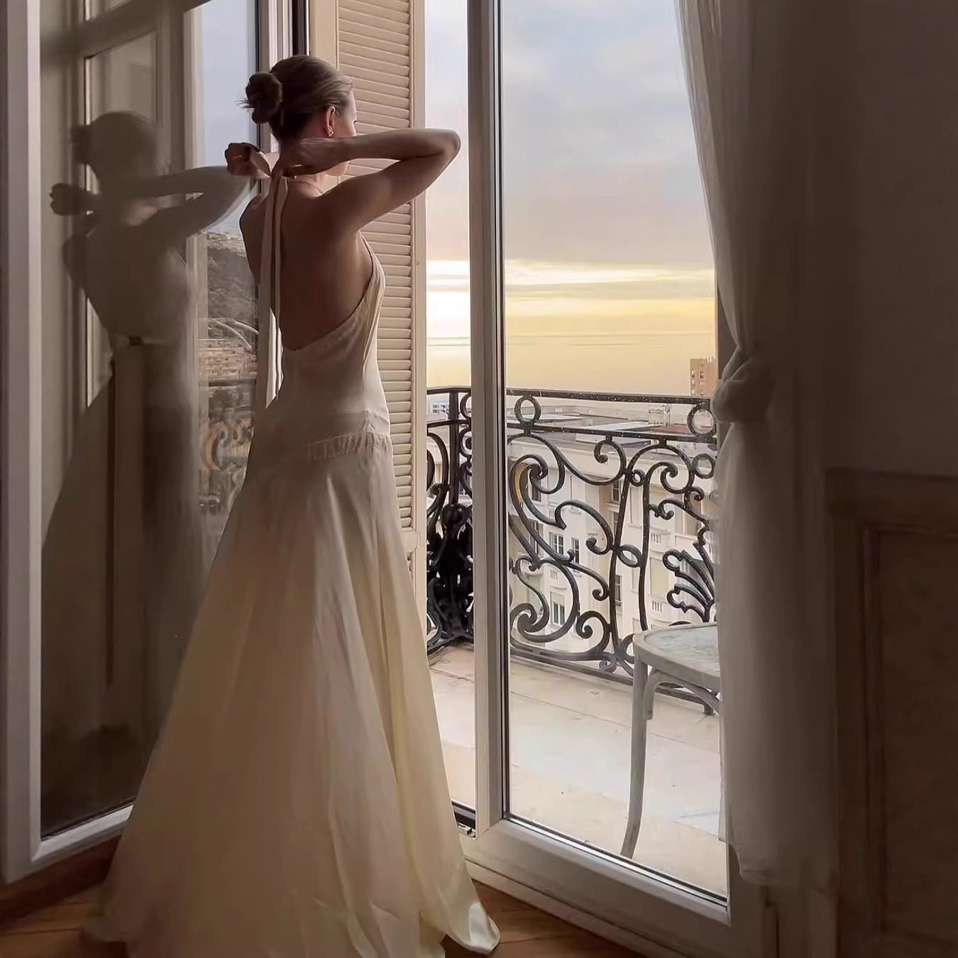 French Toast Dress Sexy Backless Satin Dresses