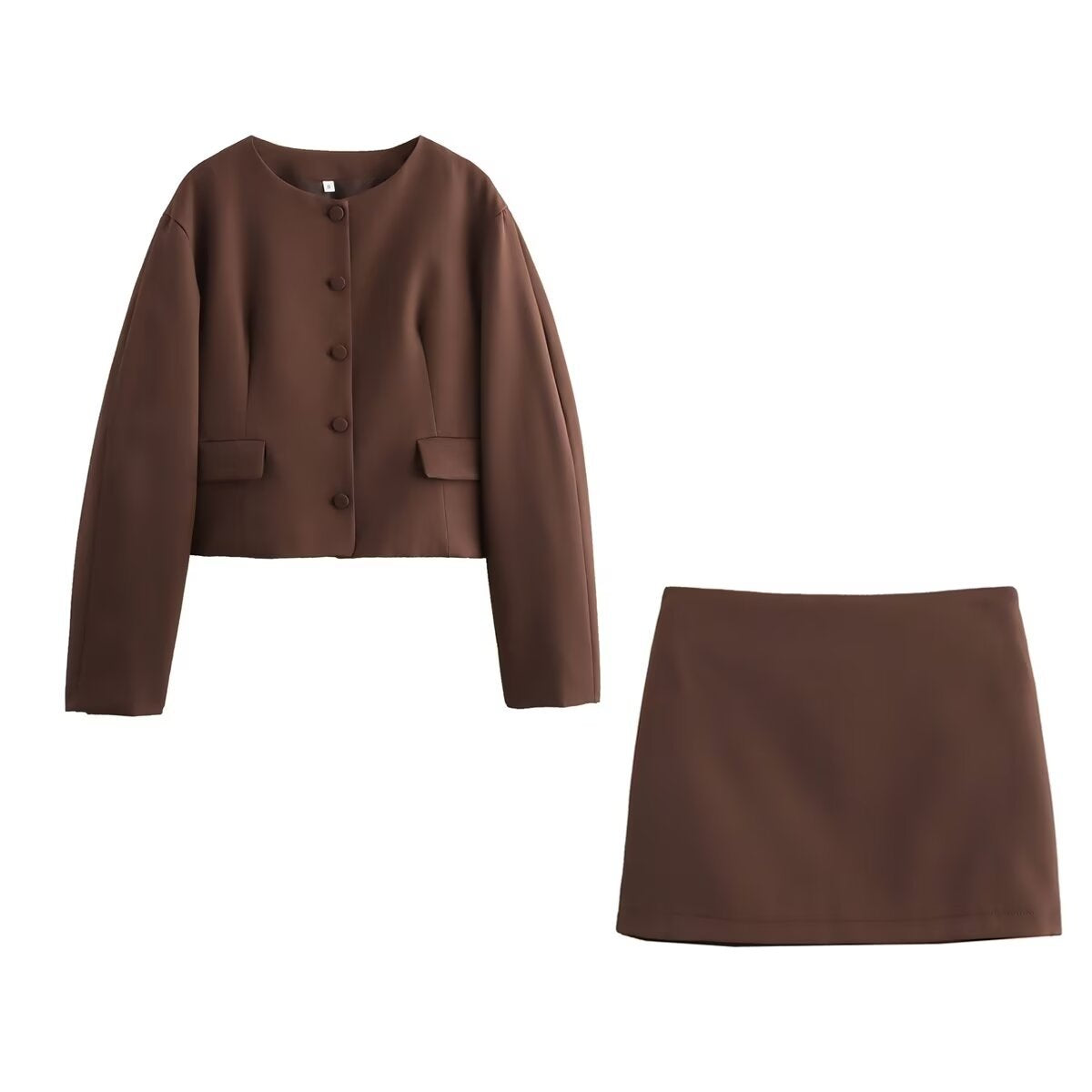 Autumn Balloon Style Round Neck Mini Suits