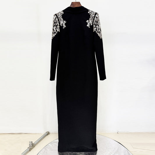 Fashion Bead Diamond Backless Dress Long Dresses