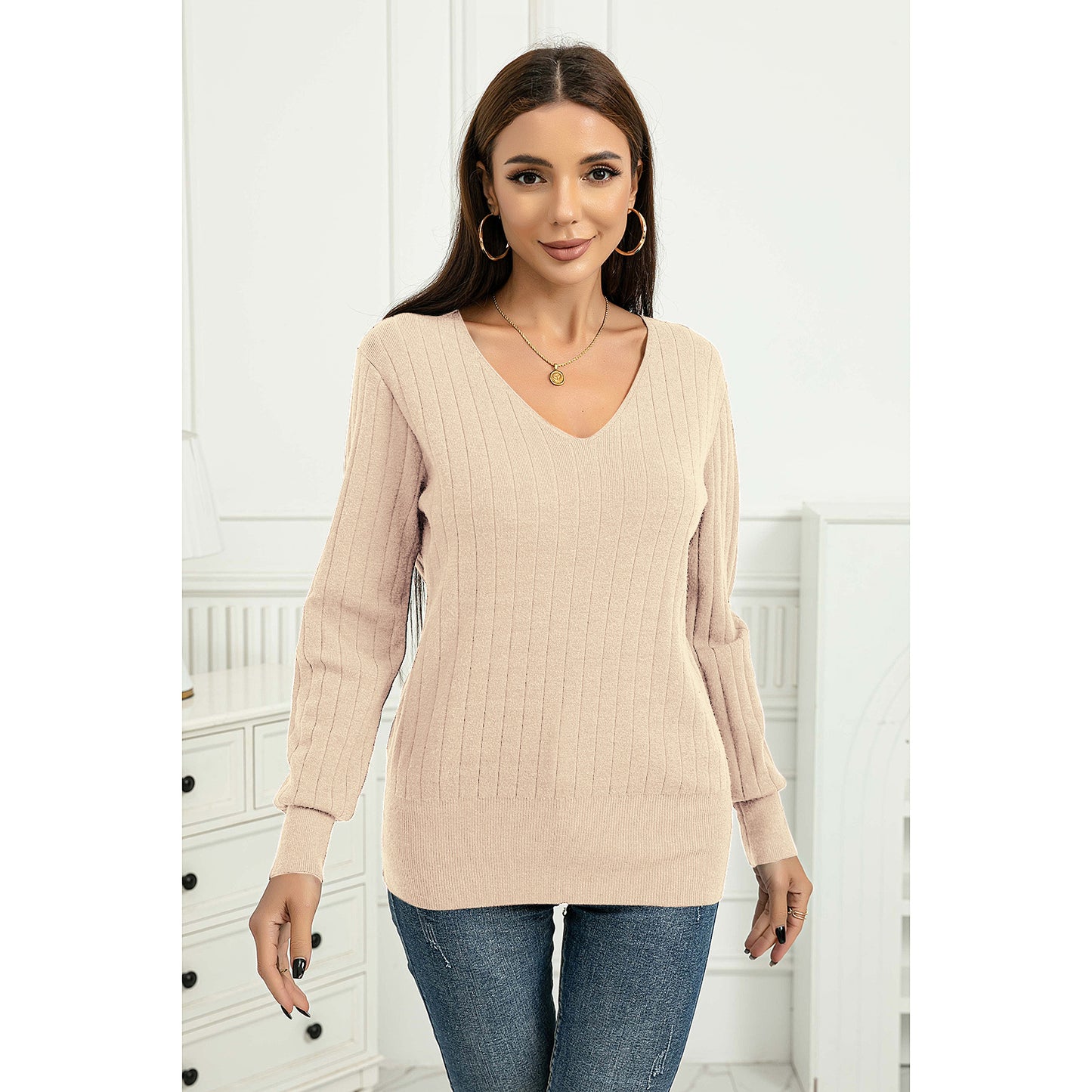 Women's Solid Color Bottoming Long Sleeve Pullover Sweater
