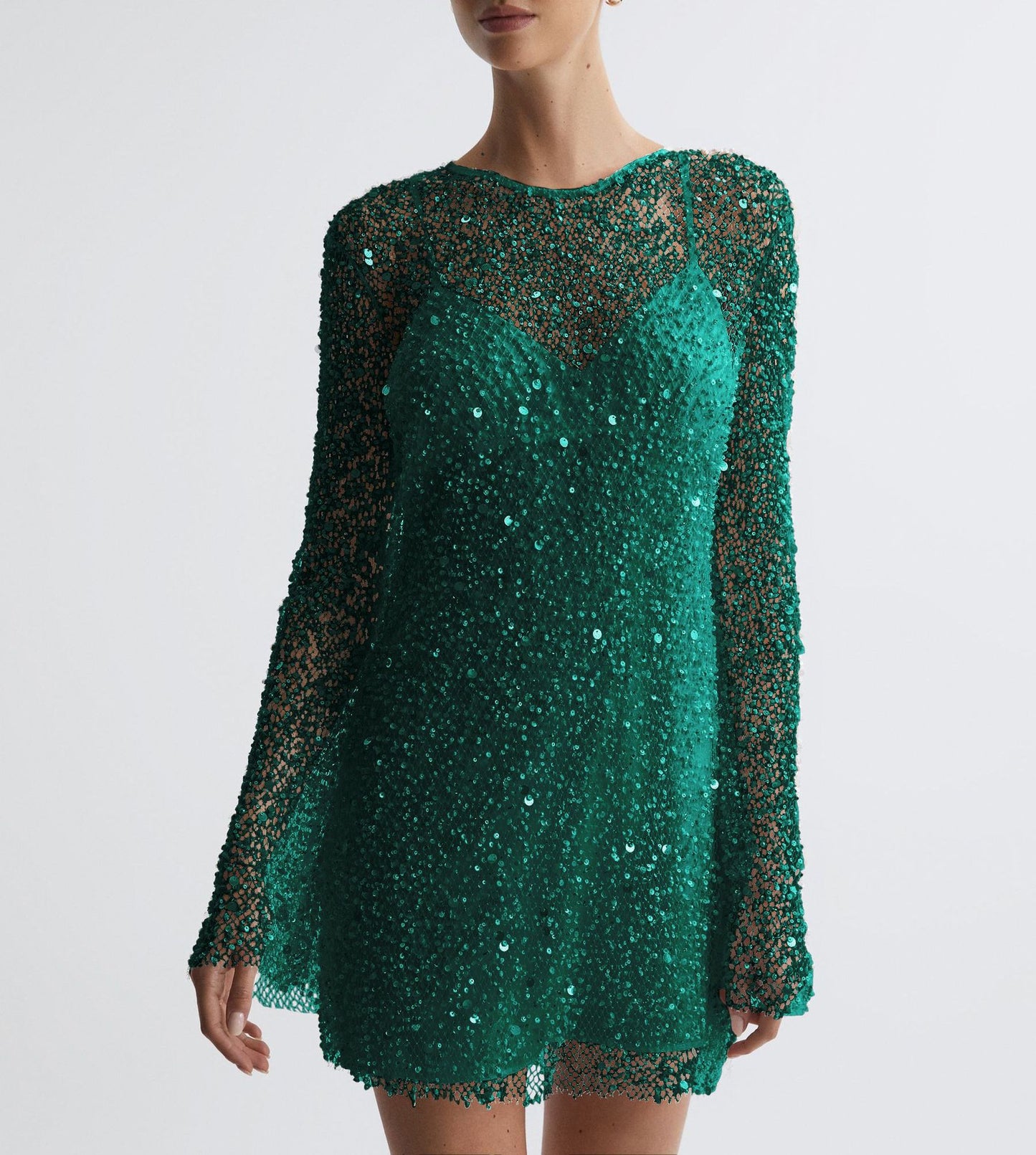 Women's Bubble Beads Mesh Two-piece Set Sling Dress