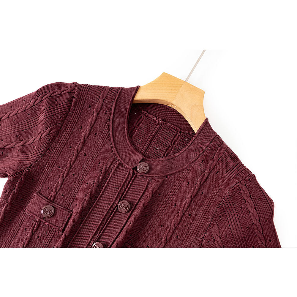 High Quality French Style Temperament Sleeve Hollow Thread Dresses