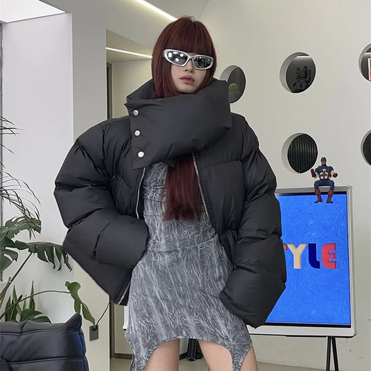 Women's Wear Winter Thick Snap Button Scarf Coats