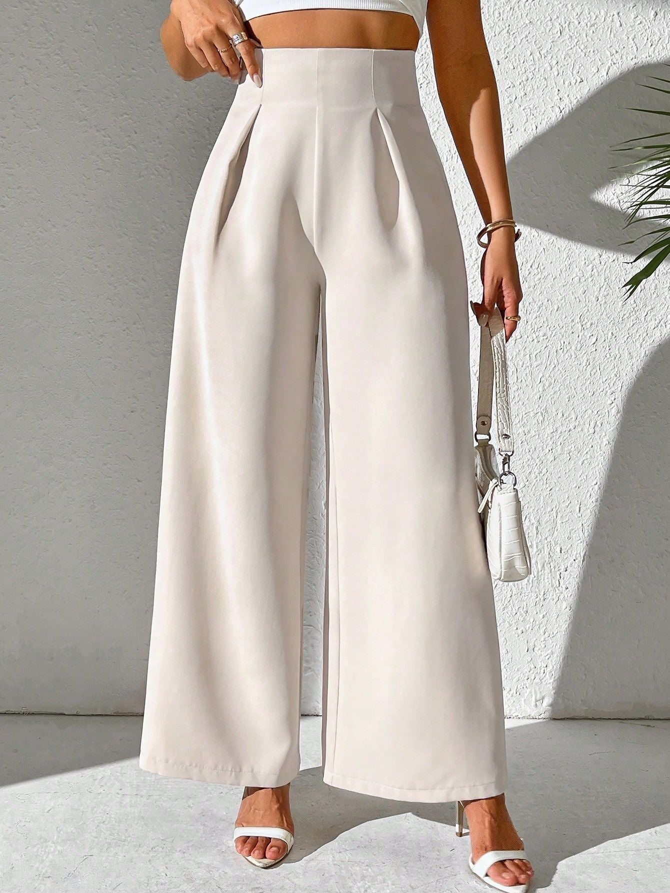Women's Color High Waist Wide Leg Business Suits