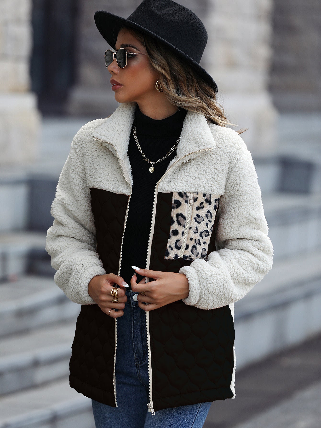 Women's Plush Long Sleeve Loose Round Neck Coats
